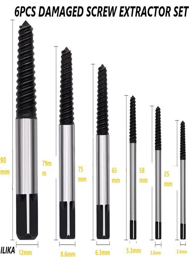 ILIKA Screw Extractor Set - Damaged & Broken Screw Remover Kit | Drill Bits & Bolt Extractor Easy Out Tool for Screw Removal & Damaged Bolts (Pack of 6) - Image 2